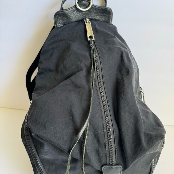 Rebecca Minkoff Julian Backpack Black Nylon & Leather Sling Bag Purse Dirty Girl - Picture 4 of 12